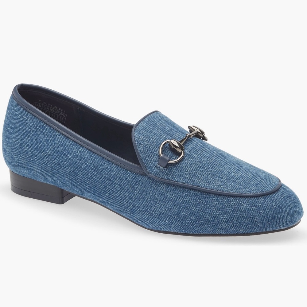 Tahari Women’s Blue Denim Loafers with Metal Bit Size: 7.5 New With Box